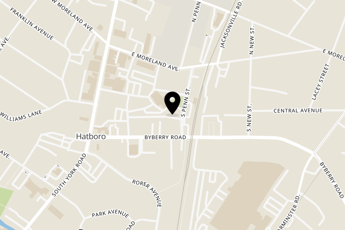 Map showing the location of Sumatra Café Hatboro on 42 S Penn St in Hatboro